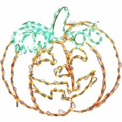 Haunted Hill Farm Happy Jack-O-Lantern LED Lights, Indoor/Outdoor Halloween Decor, 31 in x 29 in