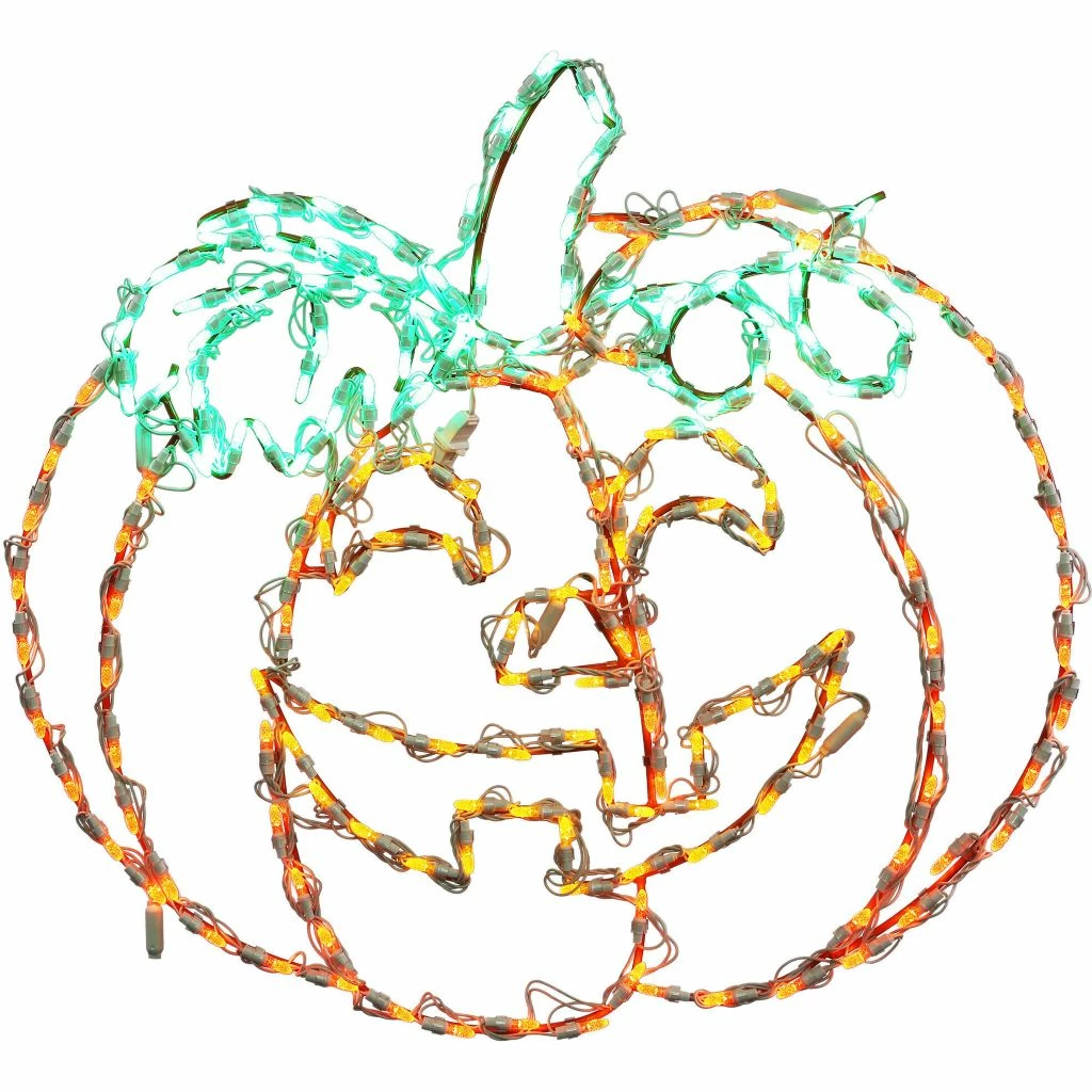 Haunted Hill Farm Happy Jack-O-Lantern LED Lights, Indoor/Outdoor Halloween Decor, 31 in x 29 in