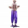 Haunted Hill Farm Life-Size Talking Clown Prop with Flashing Red Eyes, Indoor/Outdoor Halloween Decor, Kevin