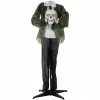Haunted Hill Farm Life-Size Headless Man Prop Holding Talking Skull, Indoor/Outdoor Halloween Decor, Desmond