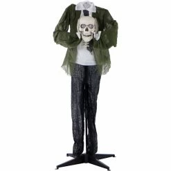 Haunted Hill Farm Life-Size Headless Man Prop Holding Talking Skull, Indoor/Outdoor Halloween Decor, Desmond