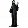 Haunted Hill Farm Life-Size Grim Reaper Prop with Flashing Eyes and Ribs, Indoor/Outdoor Halloween Decor, Herman