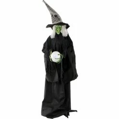 Haunted Hill Farm Life-Size Wicked Witch Prop with LED Crystal Ball, Indoor/Outdoor Halloween Decor, Desdemona