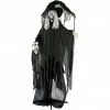 Haunted Hill Farm Life-Size Talking Witch Prop with Skull & Rotating Body, Indoor/Outdoor Halloween Decor