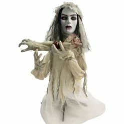 Haunted Hill Farm 31 in. Groundbreaker Animatronic Bride, Indoor/Outdoor Halloween Decor, Flashing Red Eyes