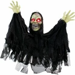 Haunted Hill Farm 24 in. Pop-Up Animatronic Ghoul, Indoor/Outdoor Halloween Decor, Flashing Red Eyes, Poseable