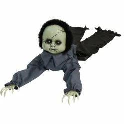 Haunted Hill Farm 43 in. Animatronic Doll, Indoor/Outdoor Halloween Decor, Light-Up Blue Eyes, Battery-Operated