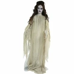 Haunted Hill Farm Life-Size Animatronic Bride, Indoor/Outdoor Halloween Decor, Light-up Eyes, Battery-Operated