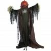 Haunted Hill Farm Life-Size Animatronic Scarecrow, Indoor/Outdoor Halloween Decor, Flashing Colorful Eyes, Poseable