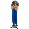 Haunted Hill Farm Life-Size Animatronic Scarecrow, Indoor/Outdoor Halloween Decor, Light-up Face, Talking