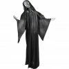 Haunted Hill Farm Life-Size Animatronic Reaper, Indoor/Outdoor Halloween Decor, Flashing White Eyes, Poseable