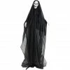 Haunted Hill Farm Life-Size Animatronic Reaper, Indoor/Outdoor Halloween Decor, Light-Up Red Eyes, Poseable, HHSKEL-3FLSA