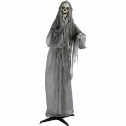 Haunted Hill Farm Life Size Animatronic Reaper, Indoor/Outdoor Halloween Decor, Multi-Colored Body, Poseable