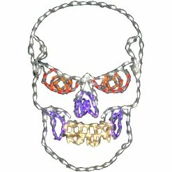 Haunted Hill Farm Scary Skull LED Light, Indoor/Outdoor Halloween Decor, 24 in. x 36 in.