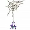 Haunted Hill Farm Spider Dangling from Web LED Light, Indoor/Outdoor Halloween Decor, 32 in. x 45 in.