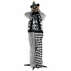 Haunted Hill Farm 5.75 ft. Animatronic Clown, Indoor/Outdoor Halloween Decoration, Red LED Eyes, Poseable, Tucker, HHCLOWN-16FS