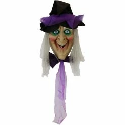 Haunted Hill Farm 4.2 ft. Animatronic Witch Head, Talks, Battery-Operated Halloween Decoration for Indoor/Outdoor, HHDHWITCH-1LS