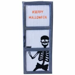 Haunted Hill Farm 2.25 ft. Skeleton Behind Window Light-Up, Indoor/Outdoor Halloween Decoration, HHDWNDW-2S