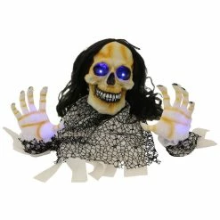 Haunted Hill Farm 3.25 ft. Groundbreaker Skeleton, Indoor/Outdoor Halloween Decoration, Blue LED Lights, Blair, HHFJBRDE-2S