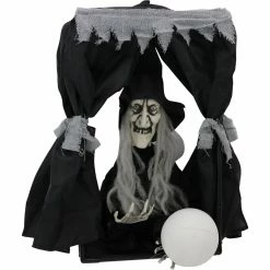 Haunted Hill Farm 1.6 ft. Hanging Witch In Box, Indoor/Outdoor Halloween Decoration, LED Red Eyes, Orphelia, HHFTWTC-1HLSA