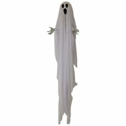 Haunted Hill Farm 5 ft. Animatronic Hanging Ghost, Indoor/Outdoor Halloween Decoration, Red LED Lights, Oracle, HHGHST-7HSA