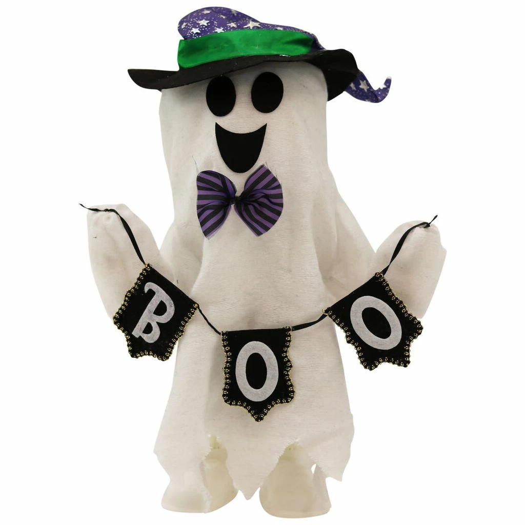 Haunted Hill Farm 1.25 ft. Musical Walking Ghost with Banner, Indoor/Outdoor Halloween Decoration, Billy, HHMNGHST-1FSA