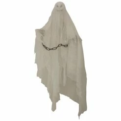 Haunted Hill Farm 2.7 ft. Animatronic Hanging Ghost, Indoor/Outdoor Halloween Decoration, Red LED Eyes, Norma, HHMNGHST-2HLSA