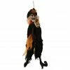 Haunted Hill Farm 2.5 ft. Animatronic Hanging Witch, Indoor/Outdoor Halloween Decoration, Red LED Eyes, Ophelia, HHMNWTC-2HLSA
