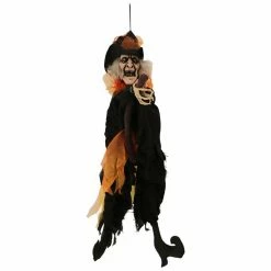 Haunted Hill Farm 2.5 ft. Animatronic Hanging Witch, Indoor/Outdoor Halloween Decoration, Red LED Eyes, Ophelia, HHMNWTC-2HLSA