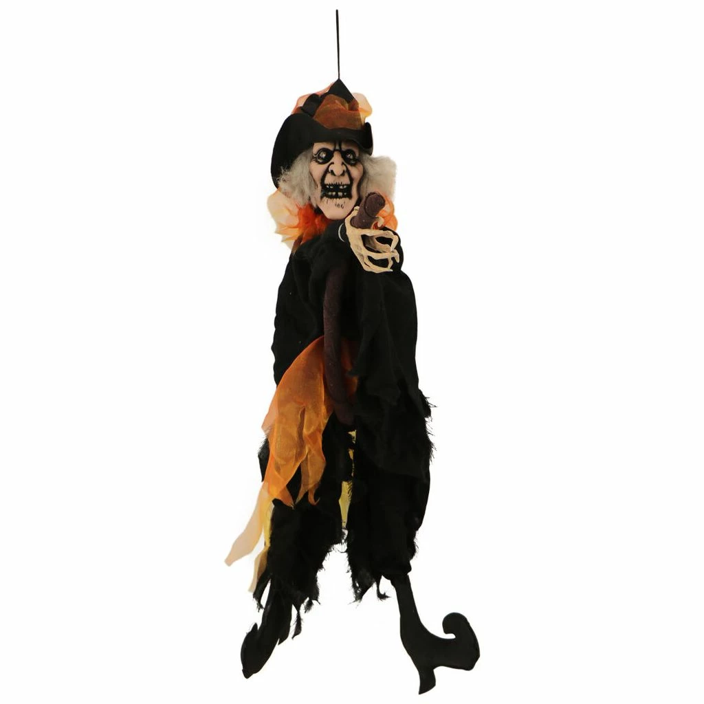 Haunted Hill Farm 2.5 ft. Animatronic Hanging Witch, Indoor/Outdoor Halloween Decoration, Red LED Eyes, Ophelia, HHMNWTC-2HLSA