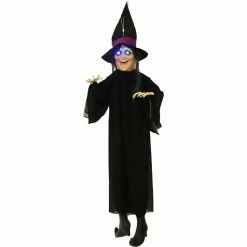 Haunted Hill Farm 3.6 ft. Animatronic Floating Witch, Indoor/Outdoor Halloween Decoration, Blue LED Eyes