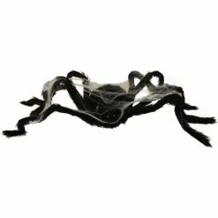 Haunted Hill Farm 2.5 ft. Spider with Web, Indoor/Outdoor Halloween Decoration, LED Red Eyes, Poseable, Cobweb, HHSPD-12FLSA