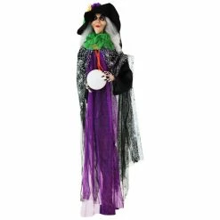 Haunted Hill Farm 4.3 ft. Witch, Indoor/Outdoor Halloween Decoration, Multi-Color LED Eyes, Poseable, Eve, HHWITCH-32HLS