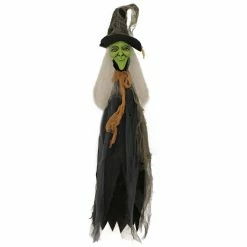 Haunted Hill Farm 2.5 ft. Staked Witch, Indoor/Outdoor Halloween Decoration, LED Red Eyes, HHWTC-2STLS